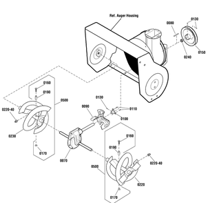 Auger Drive Group Diagram and Parts List for 1696083-M1227E 2011 Briggs and Stratton Snow Blower
